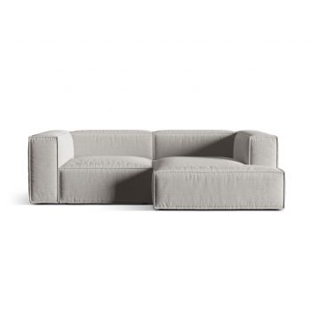Coltar modular dreapta 3 locuri, Nuria-215, Micadoni Home, 252x147x72 cm, tesatura structurata chenille, gri deschis