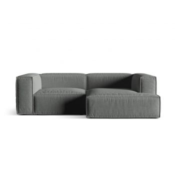 Coltar modular dreapta 3 locuri, Nuria-215, Micadoni Home, 252x147x72 cm, tesatura structurata chenille, gri