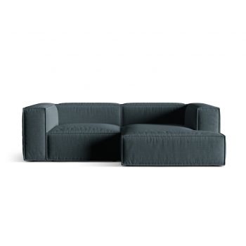 Coltar modular dreapta 3 locuri, Nuria-215, Micadoni Home, 252x147x72 cm, tesatura structurata chenille, petrol inchis