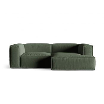 Coltar modular dreapta 3 locuri, Nuria-215, Micadoni Home, 252x147x72 cm, tesatura structurata chenille, verde moss
