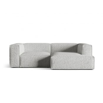 Coltar modular dreapta 3 locuri, Nuria-260, Micadoni Home, 252x147x72 cm, tesatura boucle, argintiu