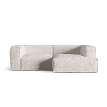 Coltar modular dreapta 3 locuri, Nuria-260, Micadoni Home, 252x147x72 cm, tesatura boucle, gri bej melange