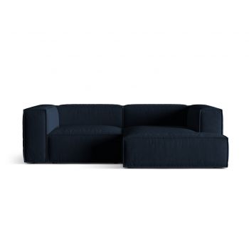 Coltar modular dreapta 3 locuri, Nuria-88, Micadoni Home, 252x147x72 cm, catifea, albastru inchis