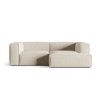 Coltar modular dreapta 3 locuri, Nuria-88, Micadoni Home, 252x147x72 cm, catifea, bej