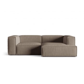 Coltar modular dreapta 3 locuri, Nuria-88, Micadoni Home, 252x147x72 cm, catifea, gri beton