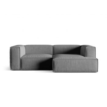 Coltar modular dreapta 3 locuri, Nuria-88, Micadoni Home, 252x147x72 cm, catifea, gri