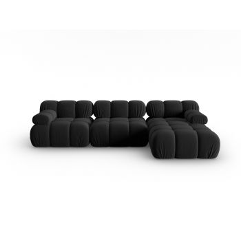 Coltar modular dreapta 4 locuri, Bellis-51, Micadoni Home, 282x155x70 cm, catifea, albastru regal