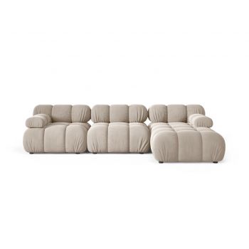 Coltar modular dreapta 4 locuri, Bellis-51, Micadoni Home, 282x155x70 cm, catifea, bej inchis