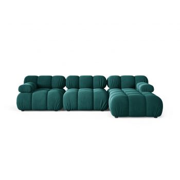 Coltar modular dreapta 4 locuri, Bellis-51, Micadoni Home, 282x155x70 cm, catifea, turcoaz