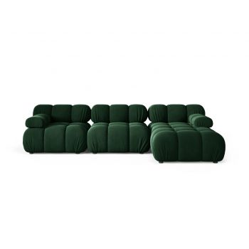 Coltar modular dreapta 4 locuri, Bellis-51, Micadoni Home, 282x155x70 cm, catifea, verde bottle