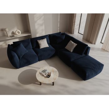 Coltar modular dreapta 4 locuri, Chris-184, Micadoni Home, 295x290x80 cm, catifea, albastru regal