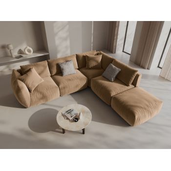 Coltar modular dreapta 4 locuri, Chris-184, Micadoni Home, 295x290x80 cm, catifea, bej sand