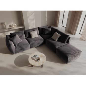 Coltar modular dreapta 4 locuri, Chris-184, Micadoni Home, 295x290x80 cm, catifea, gri inchis