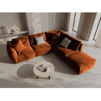 Coltar modular dreapta 4 locuri, Chris-184, Micadoni Home, 295x290x80 cm, catifea, teracota
