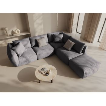 Coltar modular dreapta 4 locuri, Chris-259, Micadoni Home, 295x290x80 cm, tesatura structurata chenille, gri beton