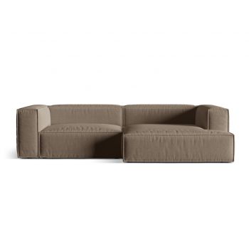 Coltar modular dreapta 4 locuri, Nuria-215, Micadoni Home, 292x147x72 cm, tesatura structurata chenille, cappuccino