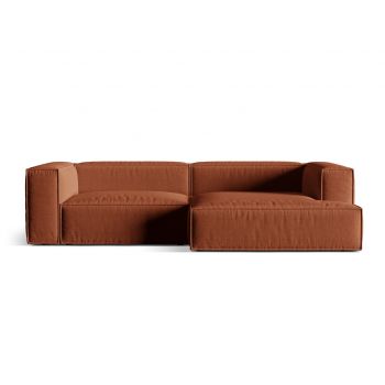 Coltar modular dreapta 4 locuri, Nuria-215, Micadoni Home, 292x147x72 cm, tesatura structurata chenille, caramiziu