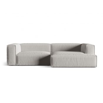 Coltar modular dreapta 4 locuri, Nuria-215, Micadoni Home, 292x147x72 cm, tesatura structurata chenille, gri deschis