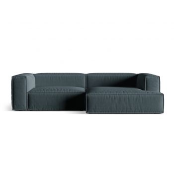 Coltar modular dreapta 4 locuri, Nuria-215, Micadoni Home, 292x147x72 cm, tesatura structurata chenille, petrol inchis
