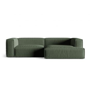 Coltar modular dreapta 4 locuri, Nuria-215, Micadoni Home, 292x147x72 cm, tesatura structurata chenille, verde moss