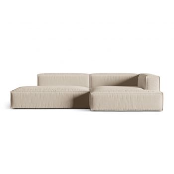 Coltar modular dreapta 4 locuri, Nuria-215, Micadoni Home, 312x147x72 cm, tesatura structurata chenille, bej