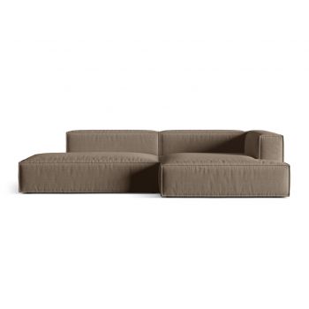 Coltar modular dreapta 4 locuri, Nuria-215, Micadoni Home, 312x147x72 cm, tesatura structurata chenille, cappuccino