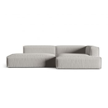 Coltar modular dreapta 4 locuri, Nuria-215, Micadoni Home, 312x147x72 cm, tesatura structurata chenille, gri deschis
