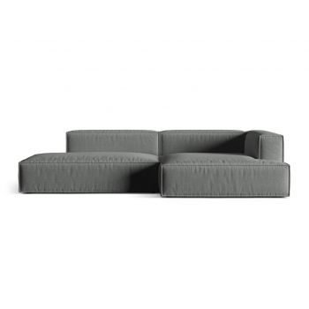 Coltar modular dreapta 4 locuri, Nuria-215, Micadoni Home, 312x147x72 cm, tesatura structurata chenille, gri