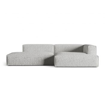 Coltar modular dreapta 4 locuri, Nuria-260, Micadoni Home, 312x147x72 cm, tesatura boucle, argintiu