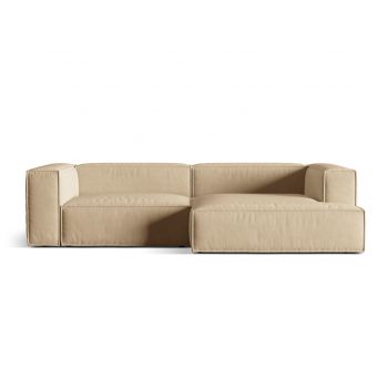 Coltar modular dreapta 4 locuri, Nuria-88, Micadoni Home, 292x147x72 cm, catifea, bej nude