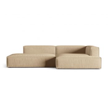 Coltar modular dreapta 4 locuri, Nuria-88, Micadoni Home, 312x147x72 cm, catifea, bej nude