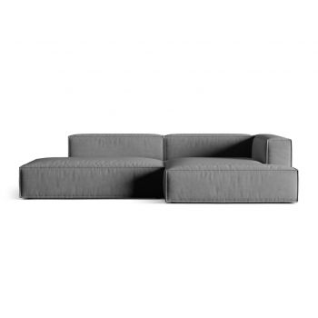 Coltar modular dreapta 4 locuri, Nuria-88, Micadoni Home, 312x147x72 cm, catifea, gri