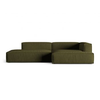 Coltar modular dreapta 4 locuri, Nuria-88, Micadoni Home, 312x147x72 cm, catifea, verde moss melange