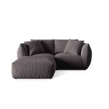 Coltar modular reversibil 4 locuri, Chris-184, Micadoni Home, 220x200x80 cm, catifea, gri inchis