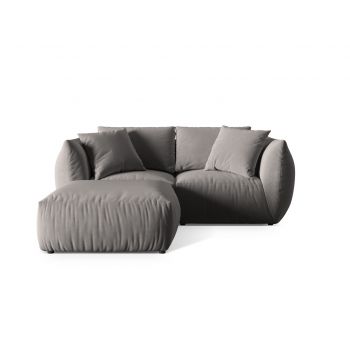 Coltar modular reversibil 4 locuri, Chris-184, Micadoni Home, 220x200x80 cm, catifea, gri