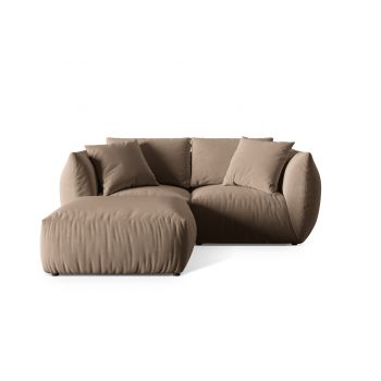 Coltar modular reversibil 4 locuri, Chris-184, Micadoni Home, 220x200x80 cm, catifea, maro deschis