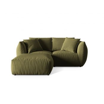 Coltar modular reversibil 4 locuri, Chris-184, Micadoni Home, 220x200x80 cm, catifea, verde deschis