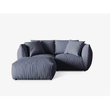 Coltar modular reversibil 4 locuri, Chris-259, Micadoni Home, 220x200x80 cm, tesatura structurata chenille, albastru muted
