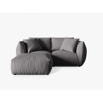 Coltar modular reversibil 4 locuri, Chris-259, Micadoni Home, 220x200x80 cm, tesatura structurata chenille, gri beton