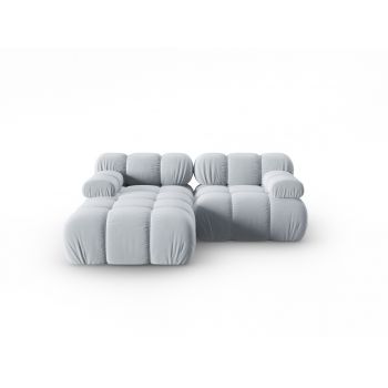 Coltar modular stanga 3 locuri, Bellis-51, Micadoni Home, 188x155x70 cm, catifea, albastru deschis