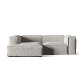 Coltar modular stanga 3 locuri, Nuria-215, Micadoni Home, 252x147x72 cm, tesatura structurata chenille, gri deschis