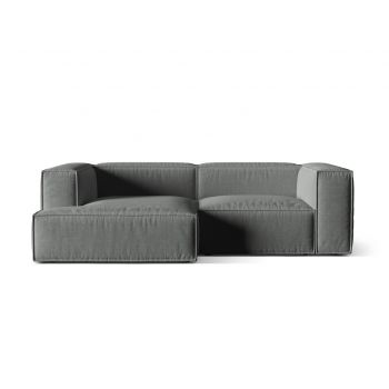 Coltar modular stanga 3 locuri, Nuria-215, Micadoni Home, 252x147x72 cm, tesatura structurata chenille, gri
