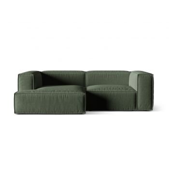Coltar modular stanga 3 locuri, Nuria-215, Micadoni Home, 252x147x72 cm, tesatura structurata chenille, verde moss