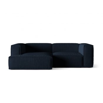 Coltar modular stanga 3 locuri, Nuria-88, Micadoni Home, 252x147x72 cm, catifea, albastru inchis
