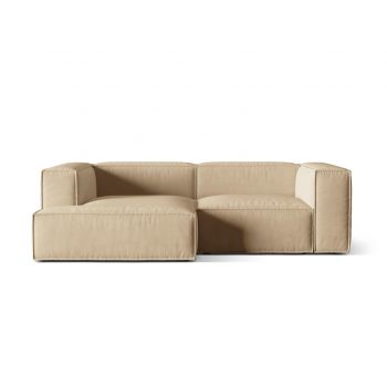 Coltar modular stanga 3 locuri, Nuria-88, Micadoni Home, 252x147x72 cm, catifea, bej nude