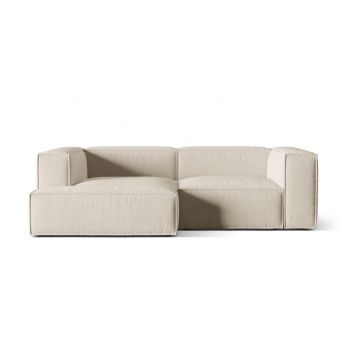 Coltar modular stanga 3 locuri, Nuria-88, Micadoni Home, 252x147x72 cm, catifea, bej