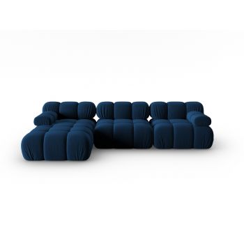 Coltar modular stanga 4 locuri, Bellis-51, Micadoni Home, 282x155x70 cm, catifea, albastru regal