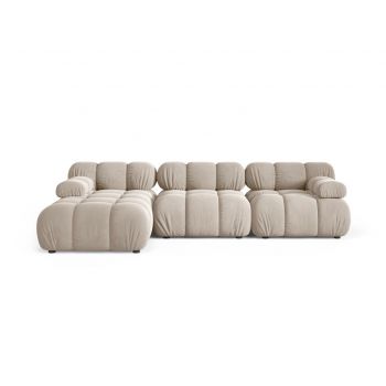 Coltar modular stanga 4 locuri, Bellis-51, Micadoni Home, 282x155x70 cm, catifea, bej inchis
