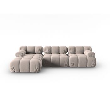 Coltar modular stanga 4 locuri, Bellis-51, Micadoni Home, 282x155x70 cm, catifea, cappuccino
