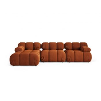 Coltar modular stanga 4 locuri, Bellis-51, Micadoni Home, 282x155x70 cm, catifea, teracota